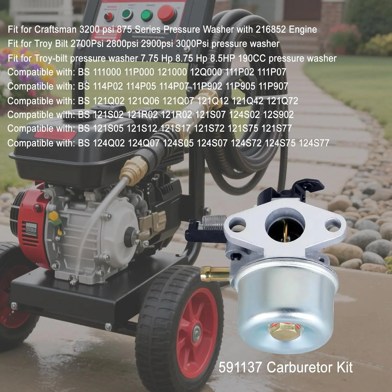 For 591137 Carburetor Kit Repl - Pressure Washer 3000Psi 评论和价格